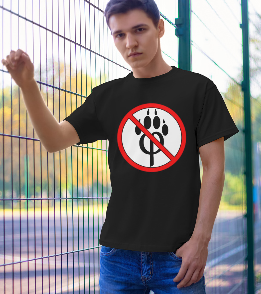Anti Furry Paw Symbol With Red Prohibition Circle T-Shirt