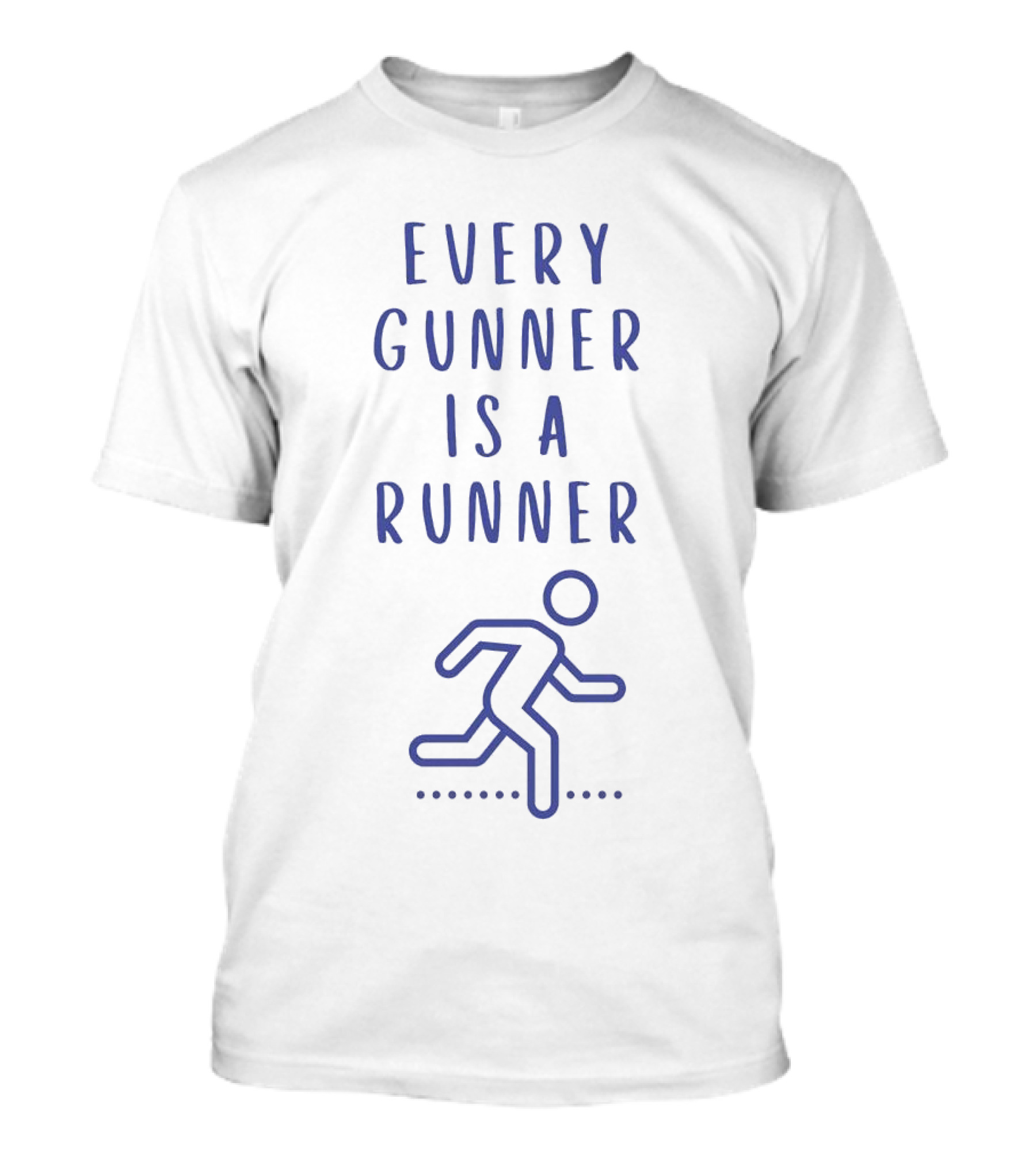 Every Gunner Is A Runner Blue Running Stick Figure T-Shirt