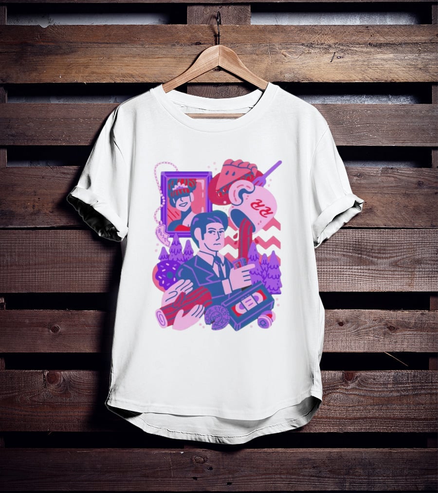 Meanwhile Twin Peaks Mystery Icons And Coffee Pie Logs T-Shirt