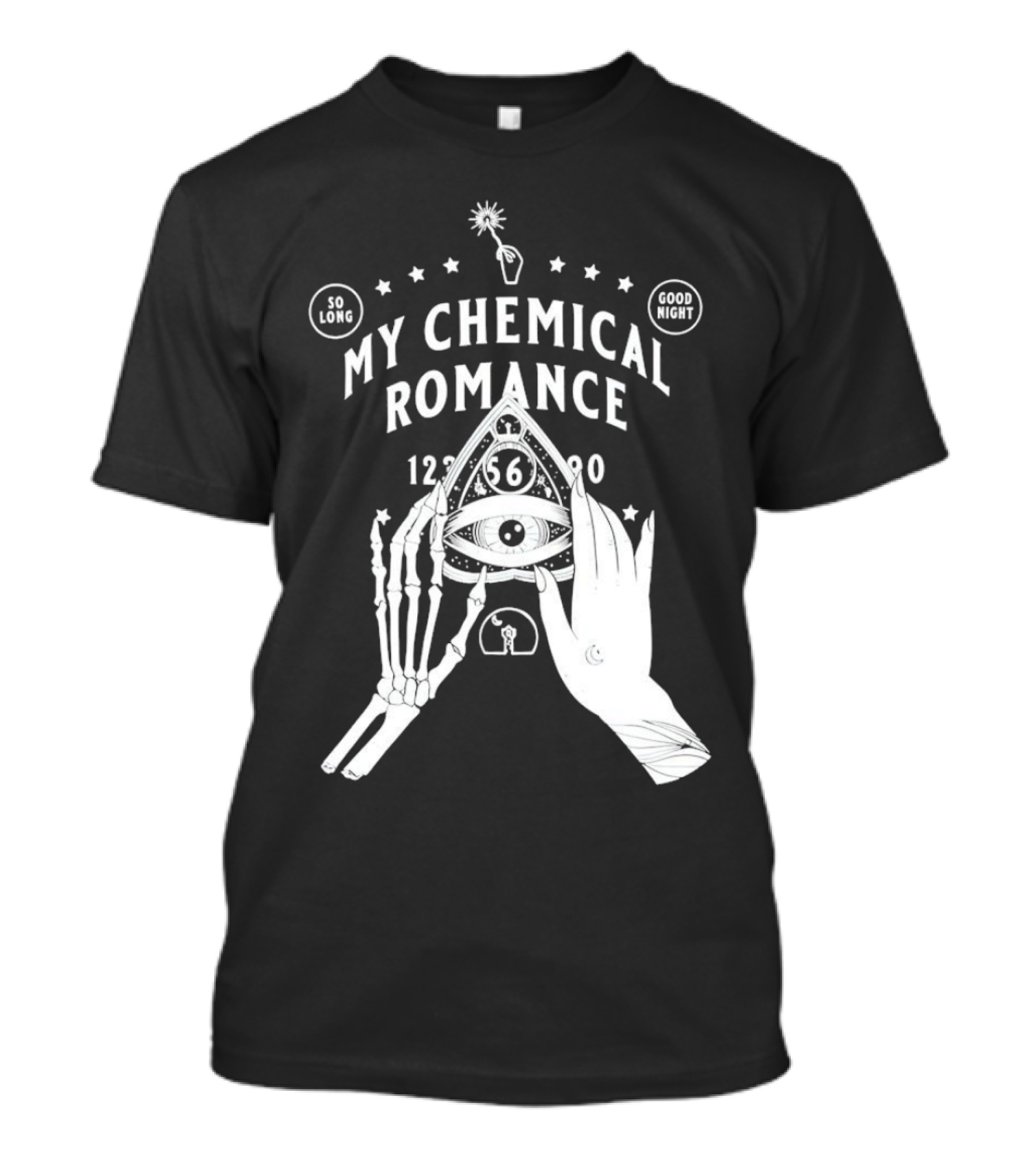 My Chemical Romance Ouija Planchette So Long Good Night Skeleton Hand 1234567890 T-Shirt