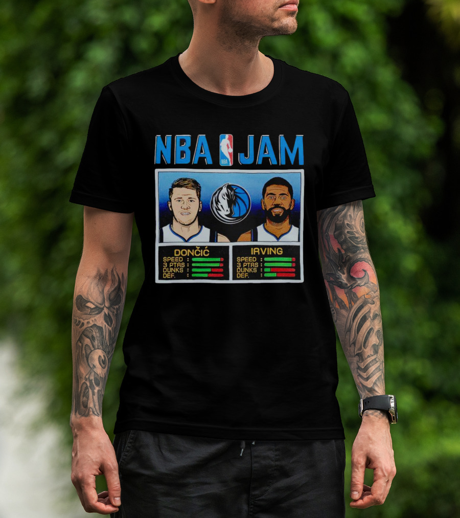 NBA Jam Mavericks Luka Dončić Kyrie Irving Stats T-Shirt