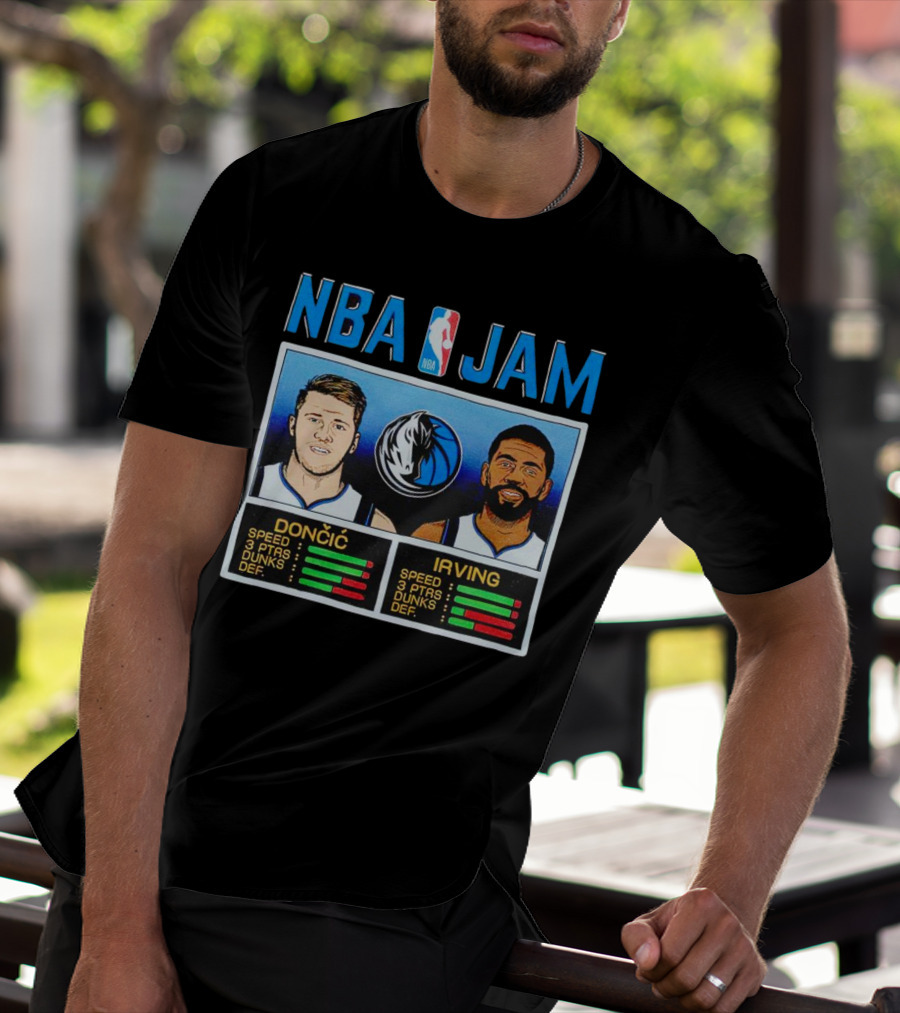 NBA Jam Mavericks Luka Dončić Kyrie Irving Stats T-Shirt