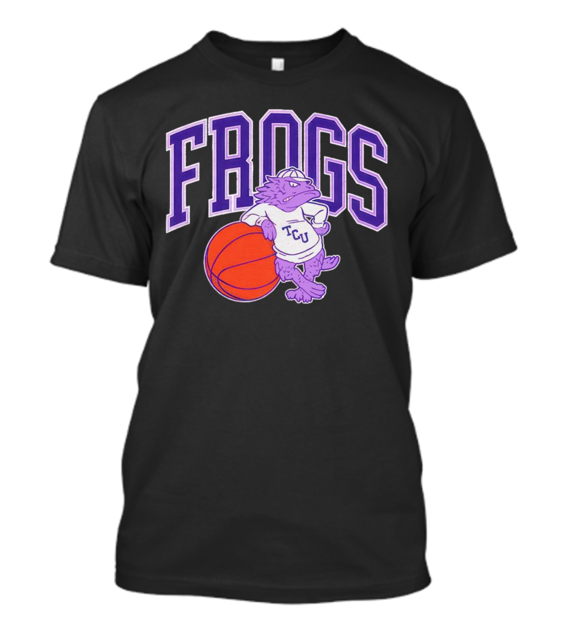 TCU Frogs Basketball Mascot With Purple Horned Frog And Ball T-Shirt