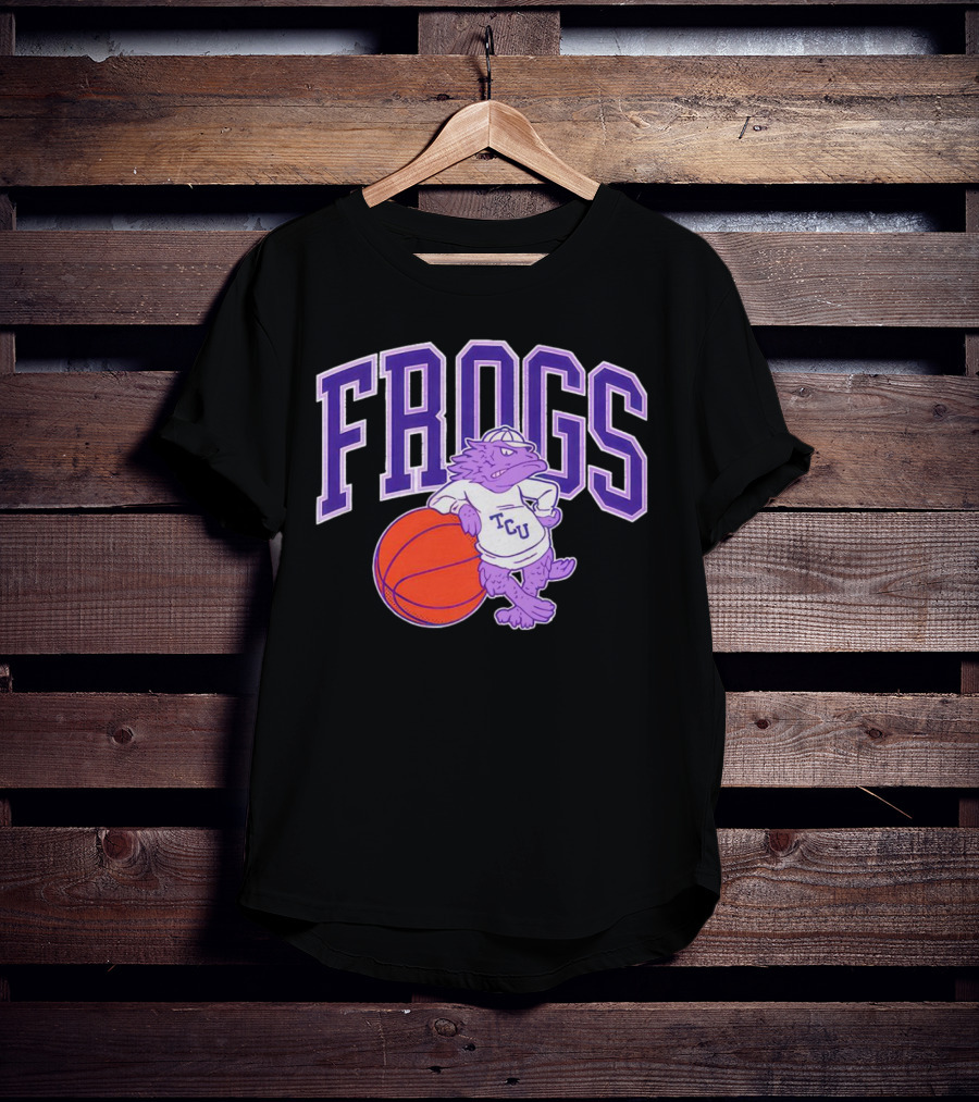 TCU Frogs Basketball Mascot With Purple Horned Frog And Ball T-Shirt
