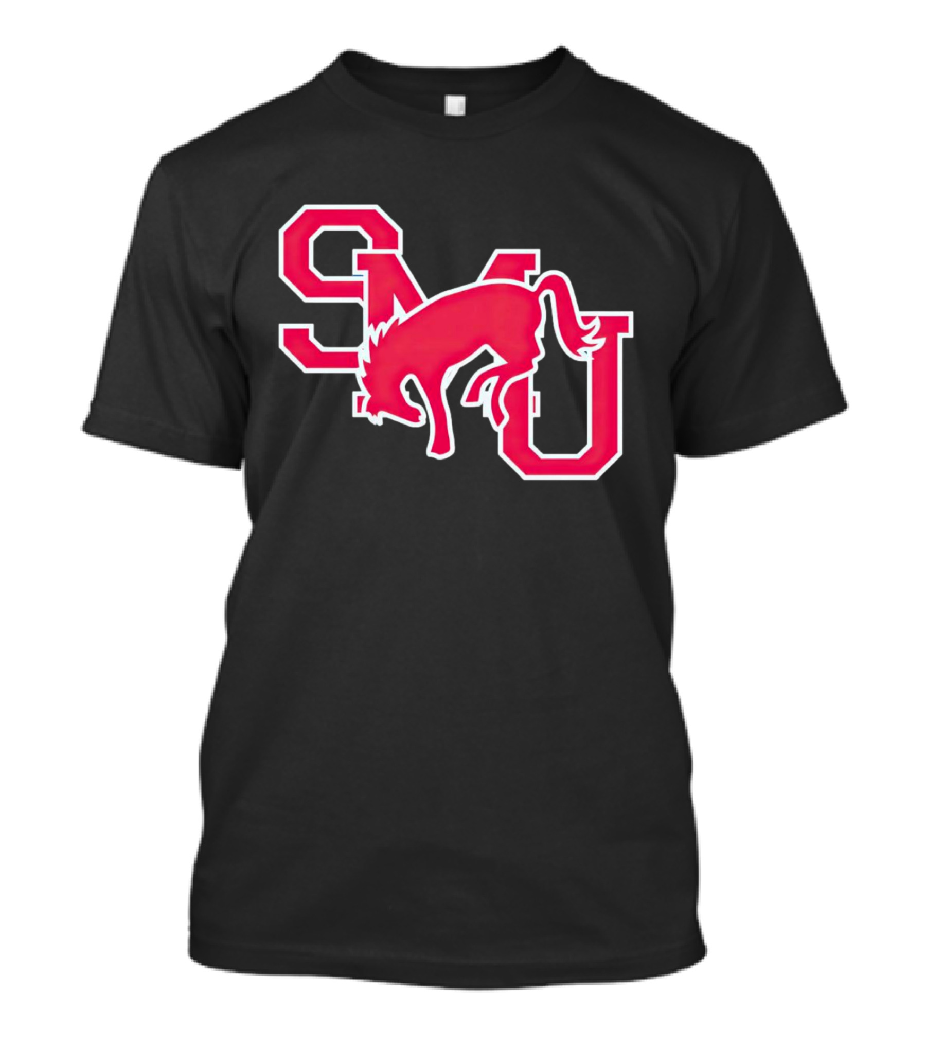 SMU Mustangs Red Logo With Jumping Mustang T-Shirt