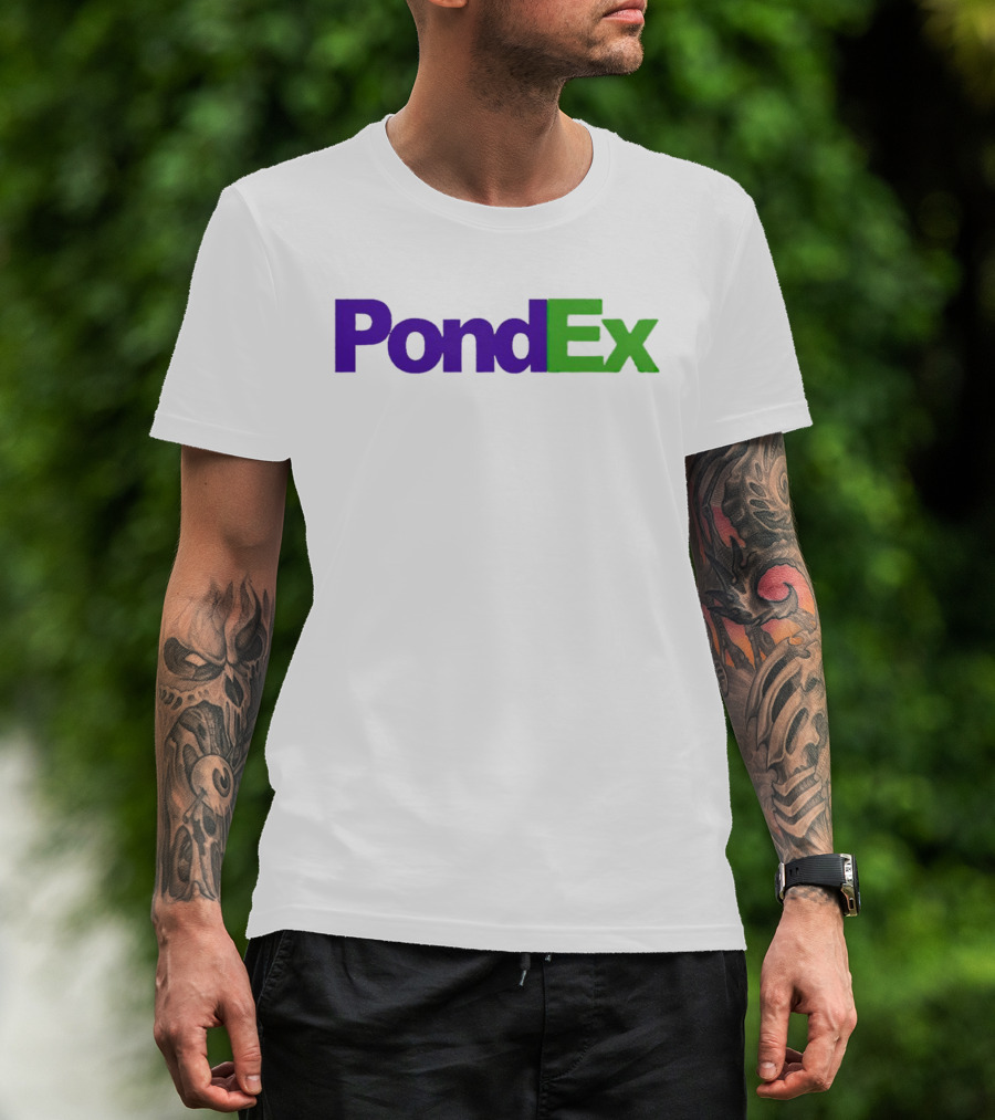 PondEx Bold Purple Green Text T-Shirt