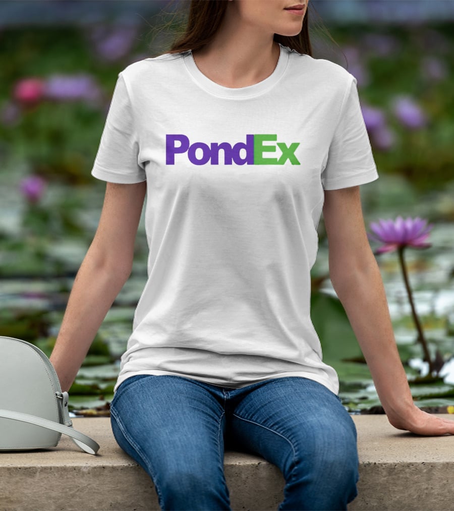 PondEx Bold Purple Green Text T-Shirt