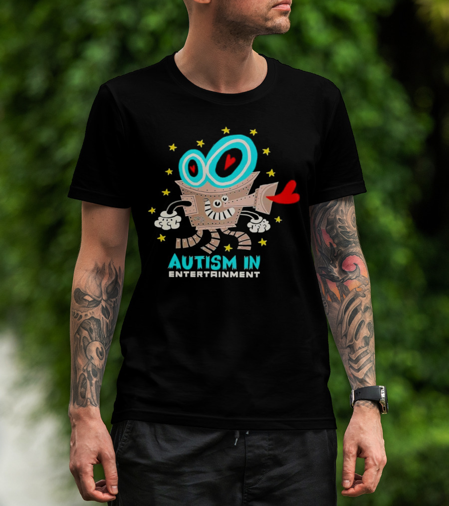 Autism In Entertainment Starry-Eyed Robot With Heart Projector T-Shirt