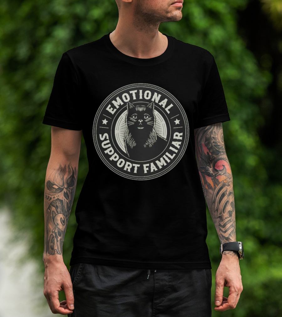 Emotional Support Familiar Black Cat T-Shirt