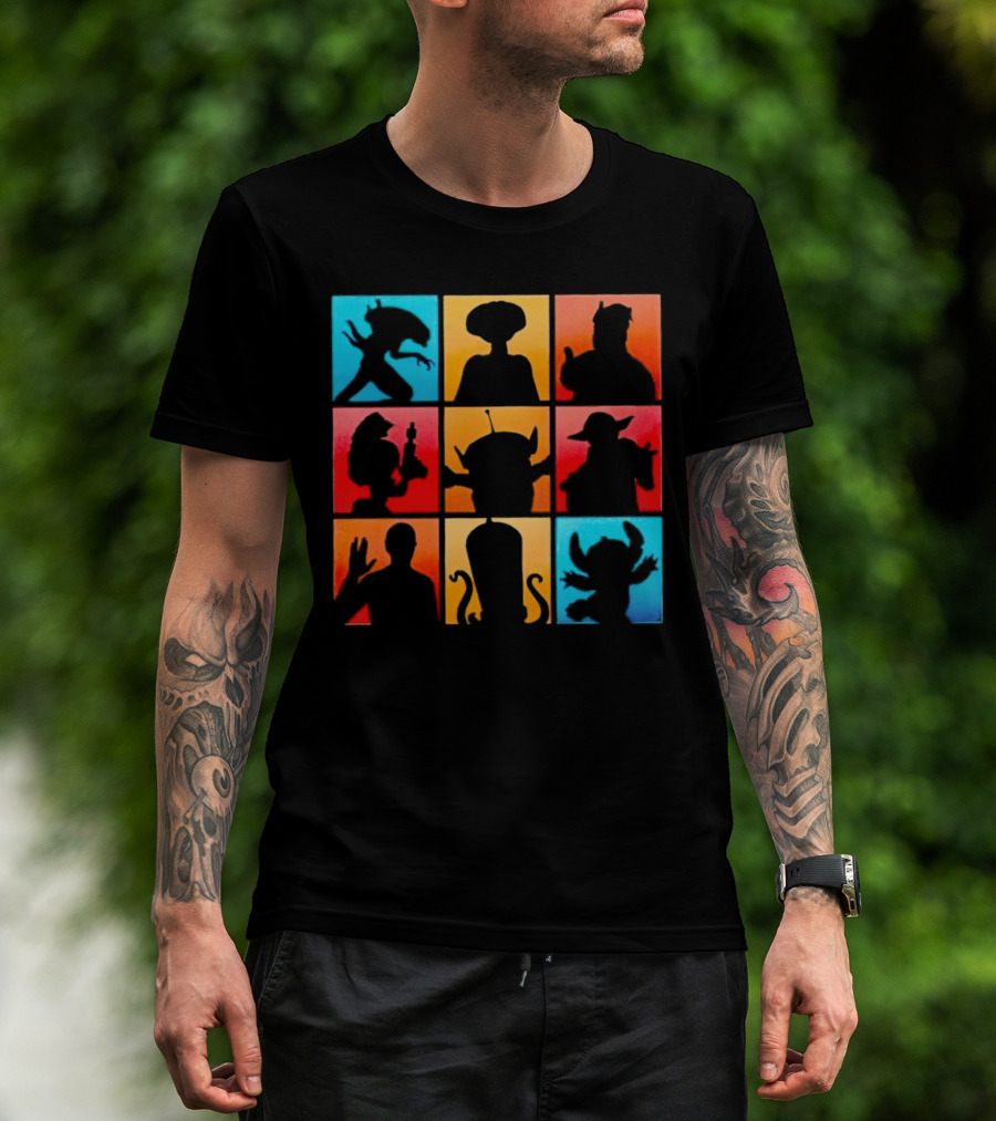 The Alien Gang Iconic Pop Culture Sci-Fi Silhouettes Compilation T-Shirt