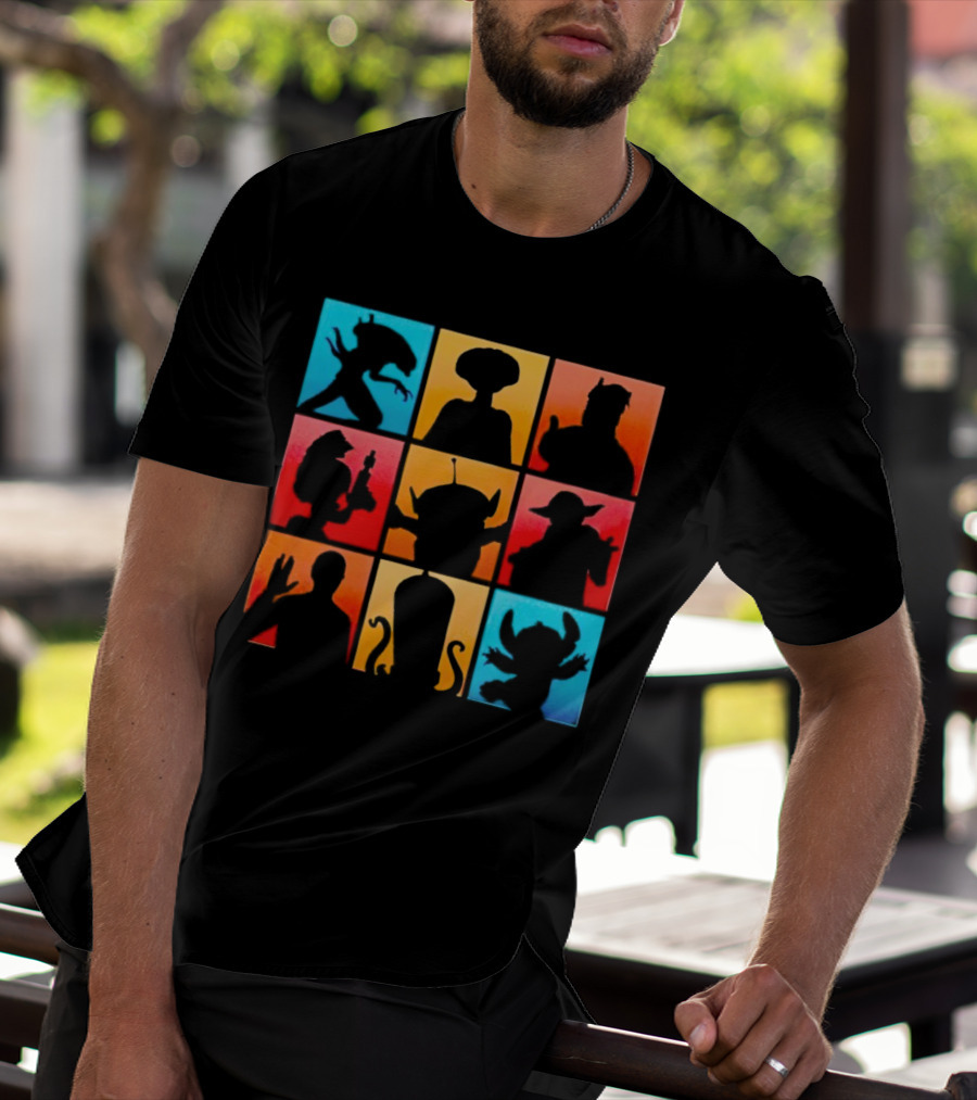 The Alien Gang Iconic Pop Culture Sci-Fi Silhouettes Compilation T-Shirt