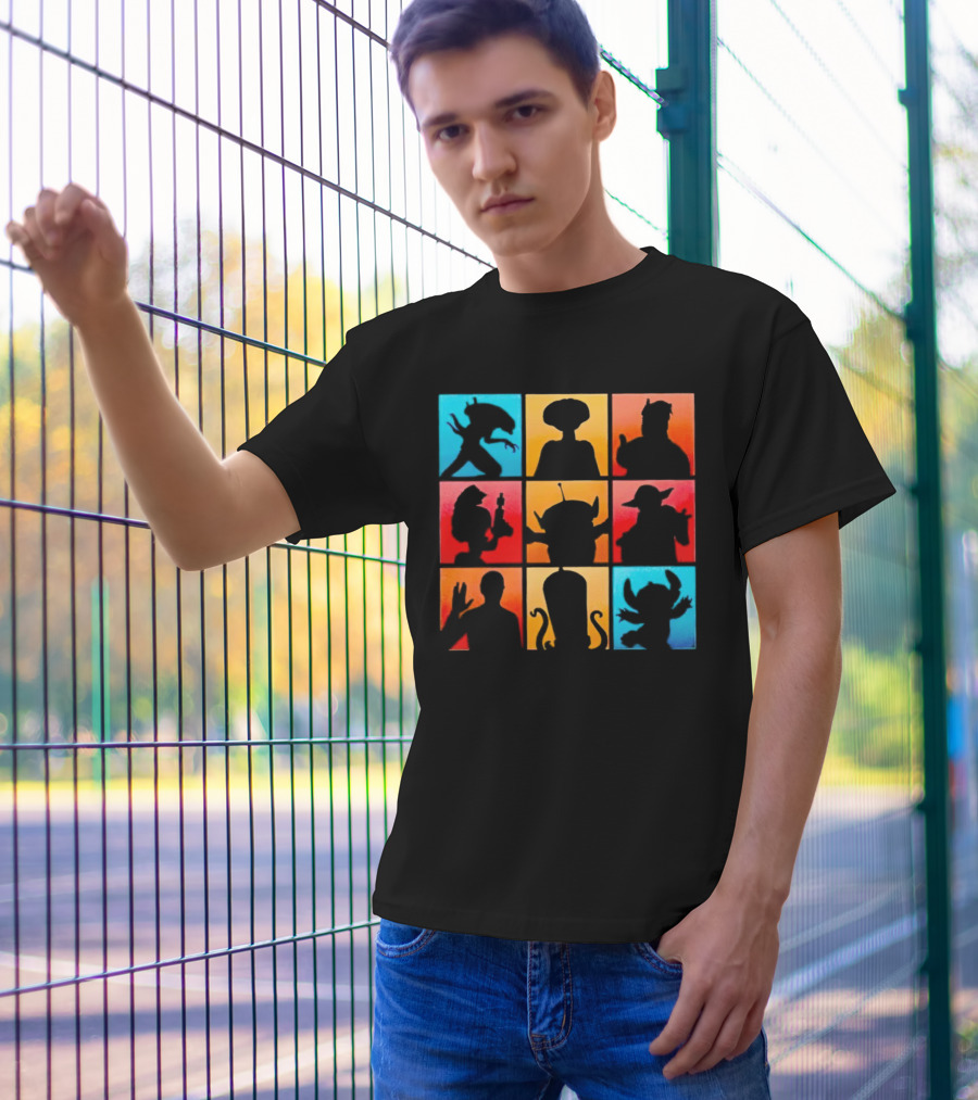 The Alien Gang Iconic Pop Culture Sci-Fi Silhouettes Compilation T-Shirt