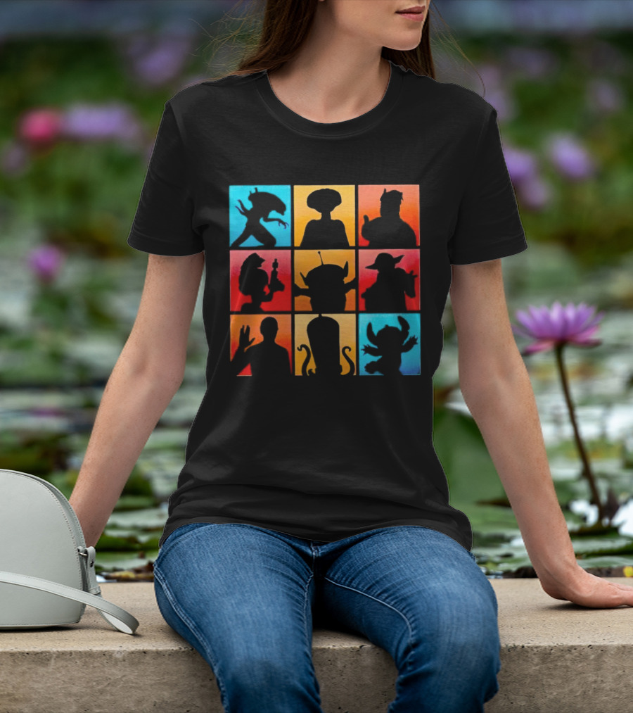 The Alien Gang Iconic Pop Culture Sci-Fi Silhouettes Compilation T-Shirt