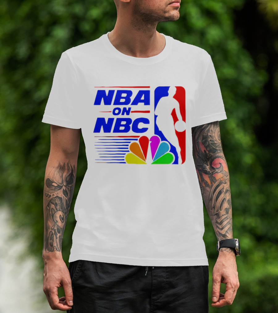 NBA On NBC Basketball Silhouette With Peacock T-Shirt