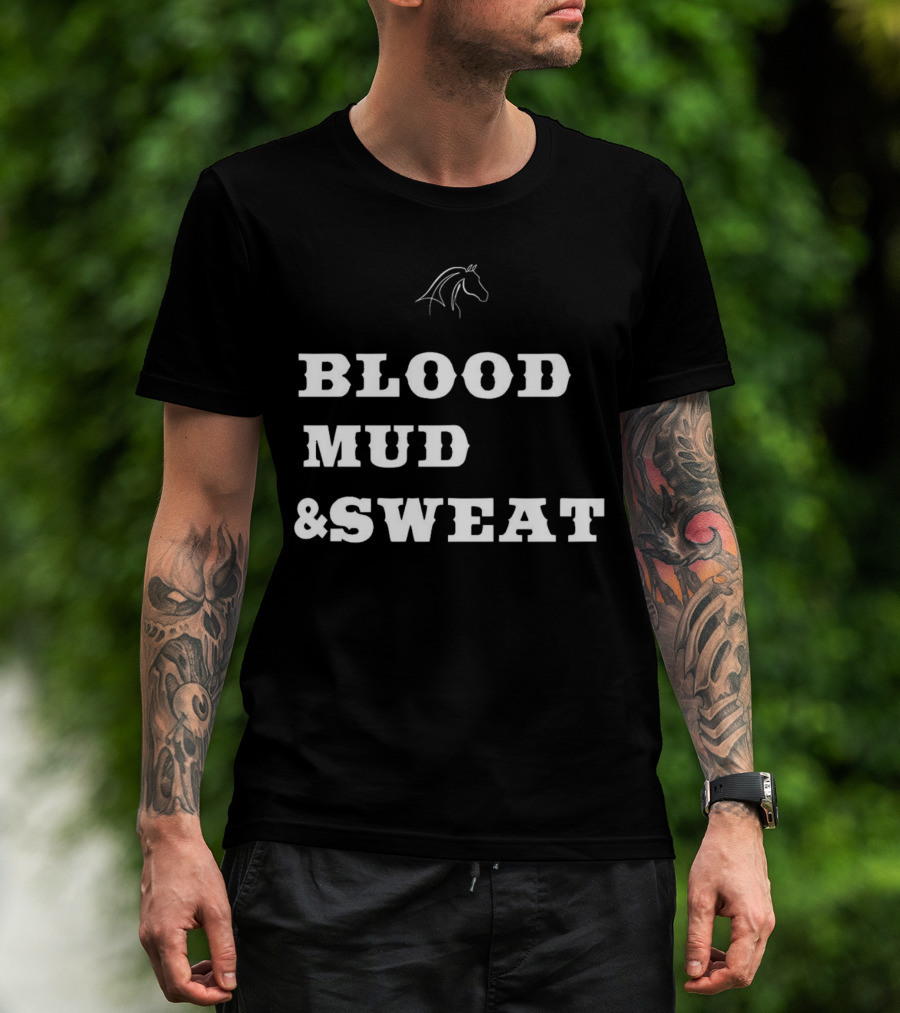 Blood Mud And Sweat Thoroughbred Horse Head T-Shirt