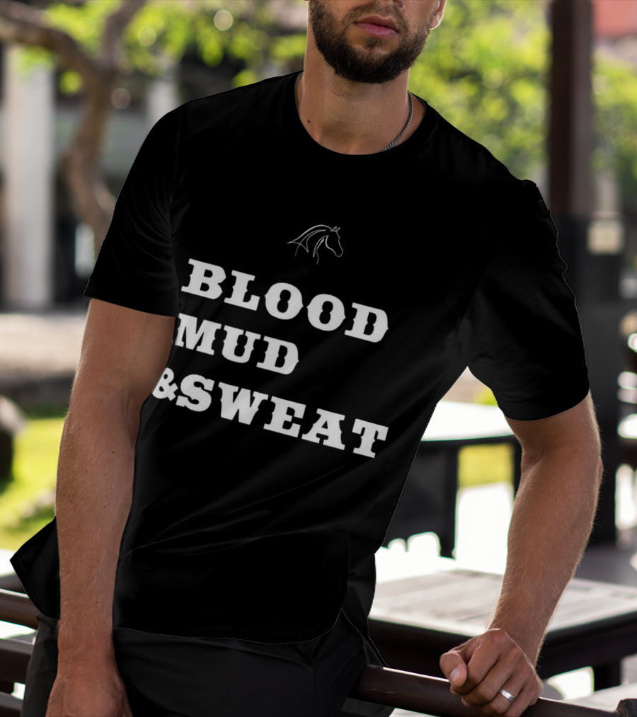 Blood Mud And Sweat Thoroughbred Horse Head T-Shirt