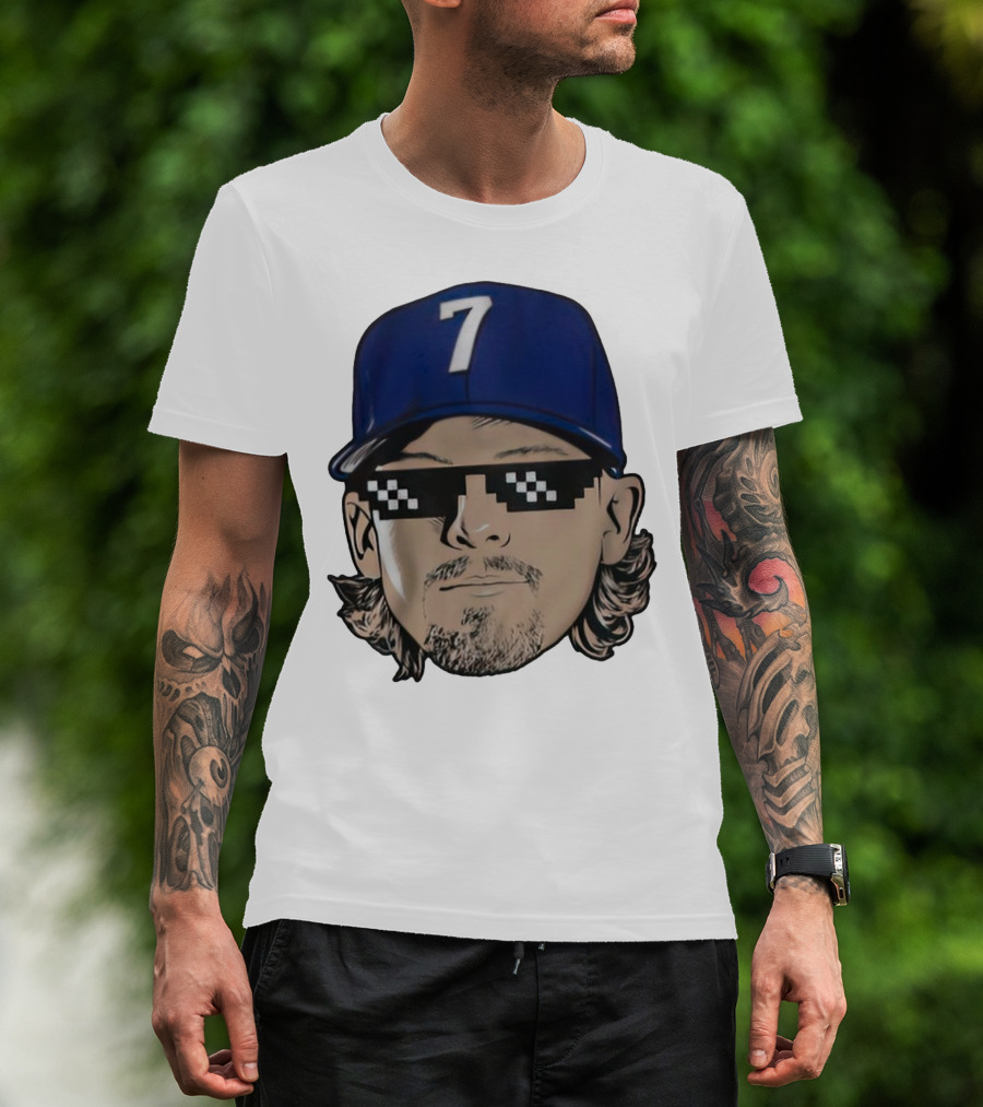 Bobby Witt Jr. Deal With It Kansas City Royals Pixelated Glasses Cap Number 7 T-Shirt