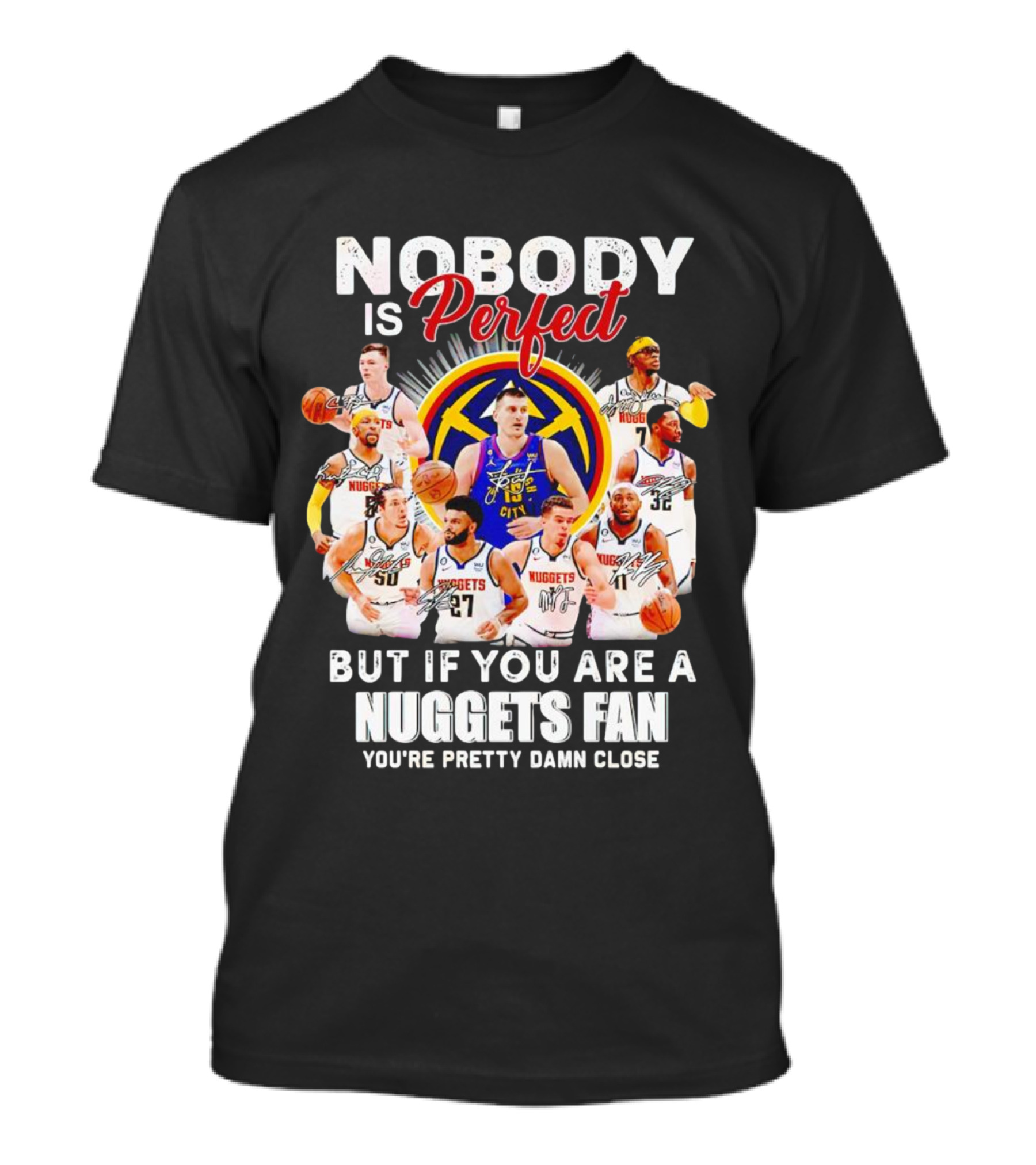 Nuggets Fan Perfection Nobody Is Perfect Basketball Team Legends T-Shirt