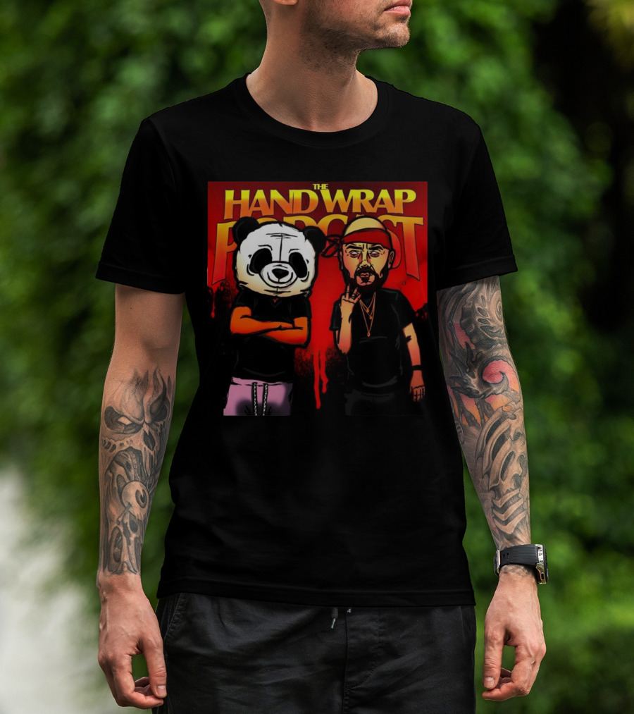 The Hand Wrap Podcast Panda Mask And Bandana Characters T-Shirt