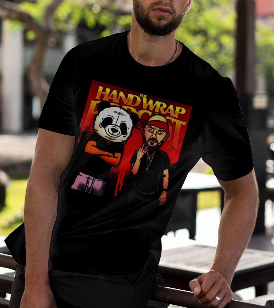The Hand Wrap Podcast Panda Mask And Bandana Characters T-Shirt