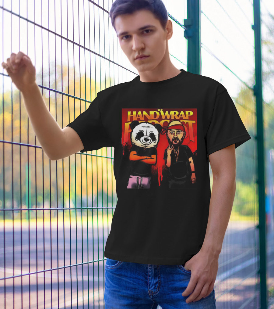 The Hand Wrap Podcast Panda Mask And Bandana Characters T-Shirt