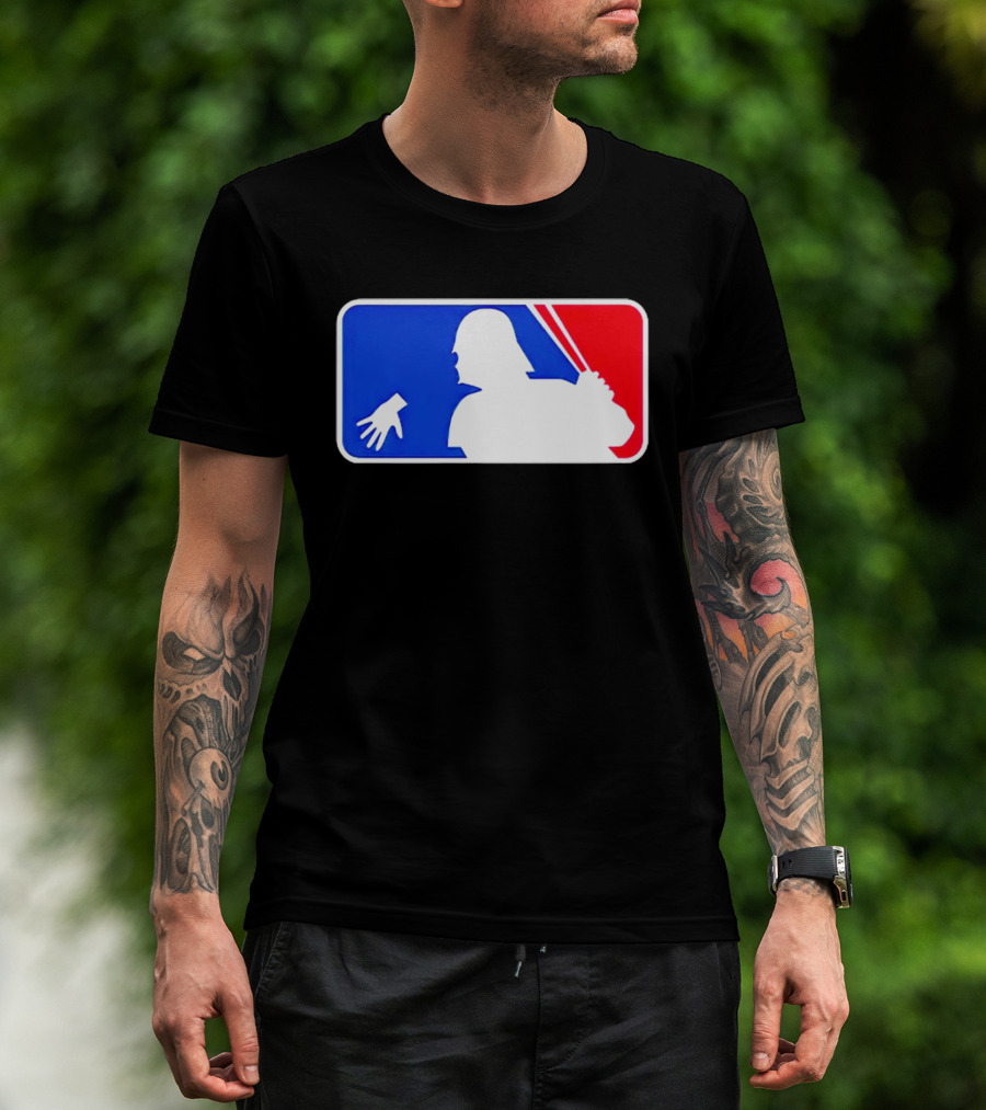 Darth Vader MLB Parody Silhouette With Baseball Bat And Hand T-Shirt