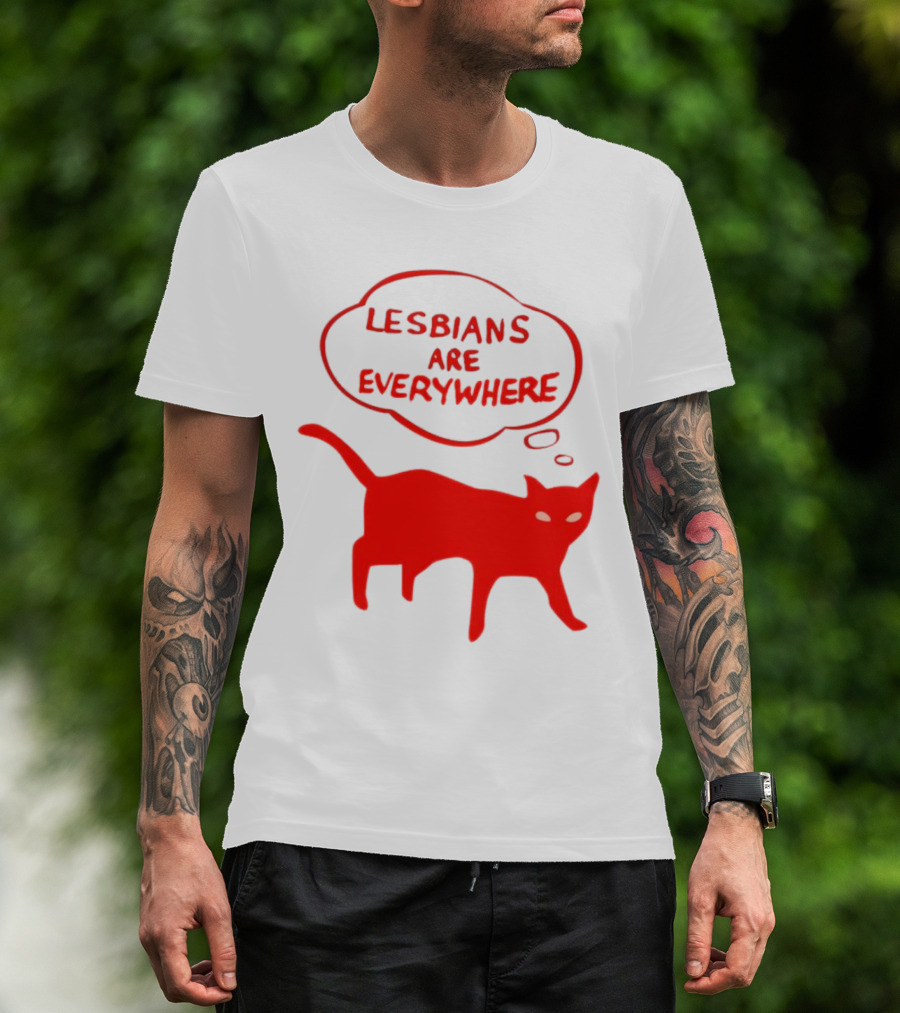 Lesbians Are Everywhere Red Cat T-Shirt