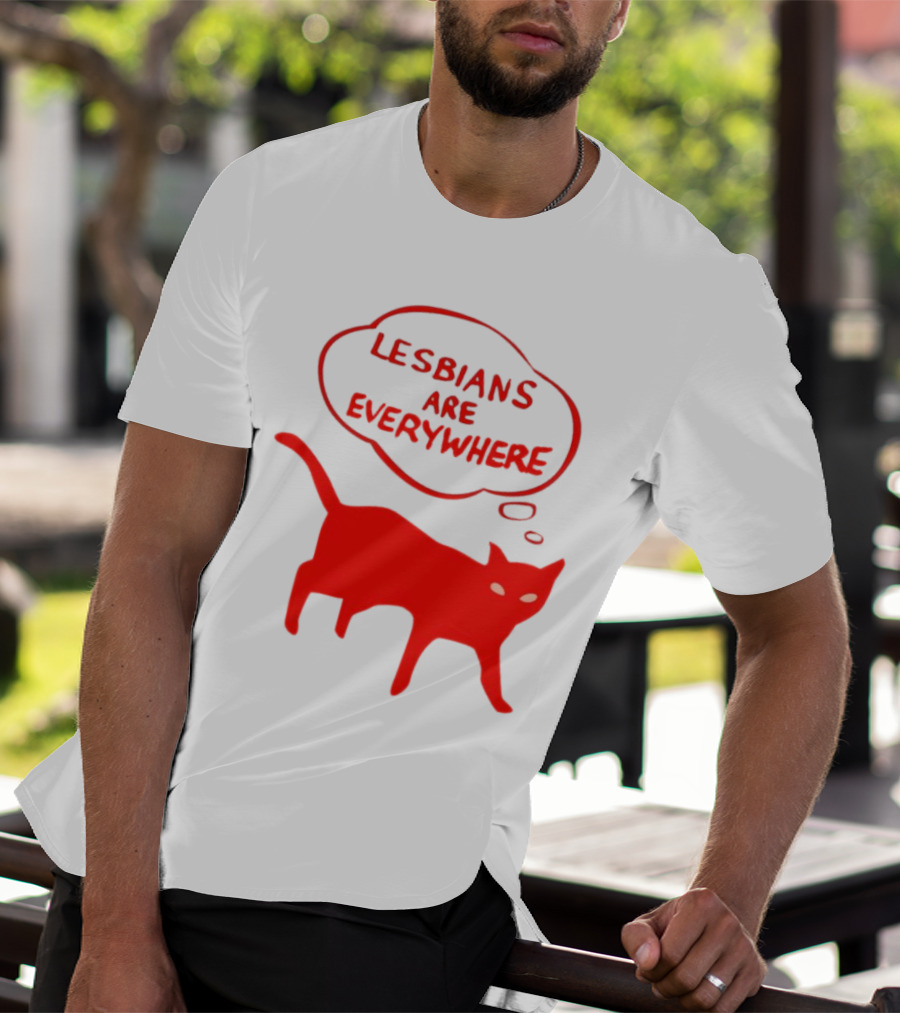 Lesbians Are Everywhere Red Cat T-Shirt