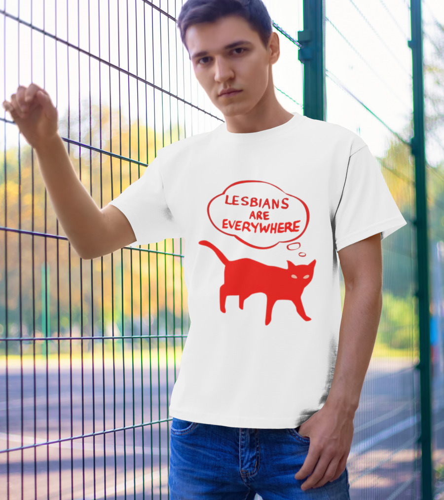 Lesbians Are Everywhere Red Cat T-Shirt