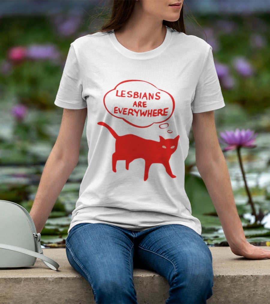 Lesbians Are Everywhere Red Cat T-Shirt