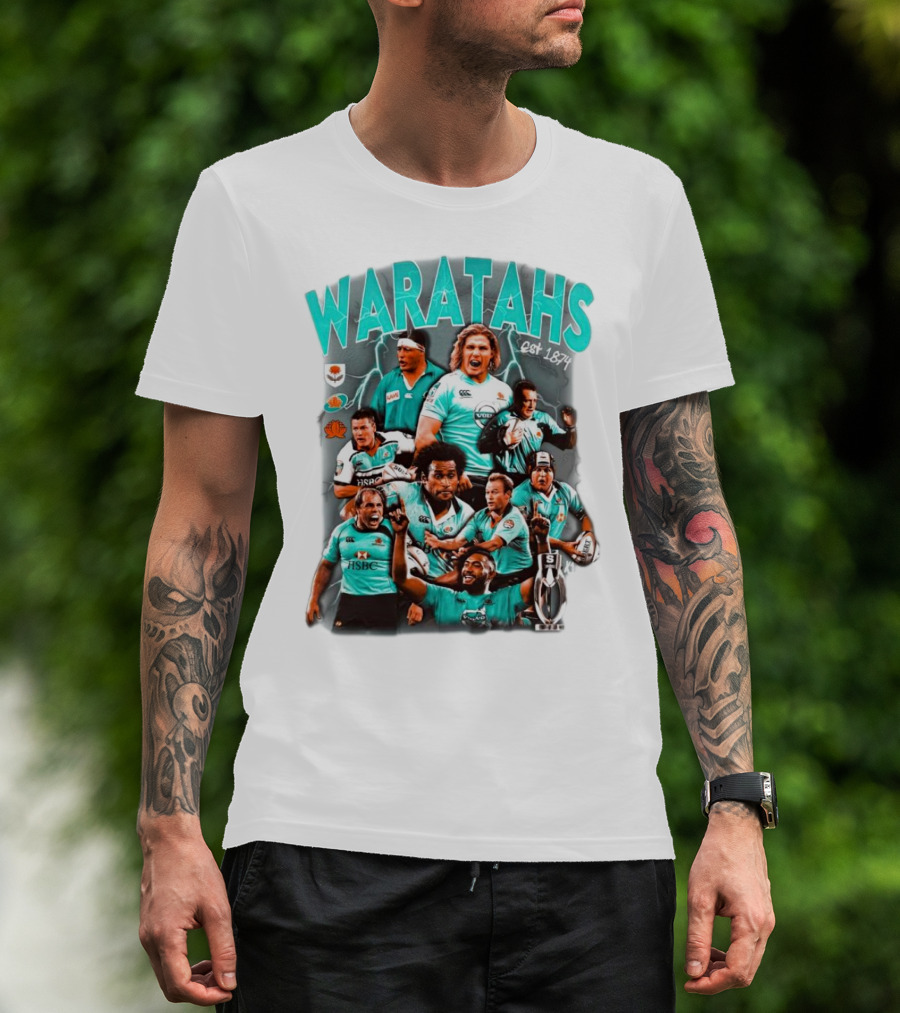 Waratahs Est 1874 Rugby Legends Portrait Featuring HSBC Team Players T-Shirt