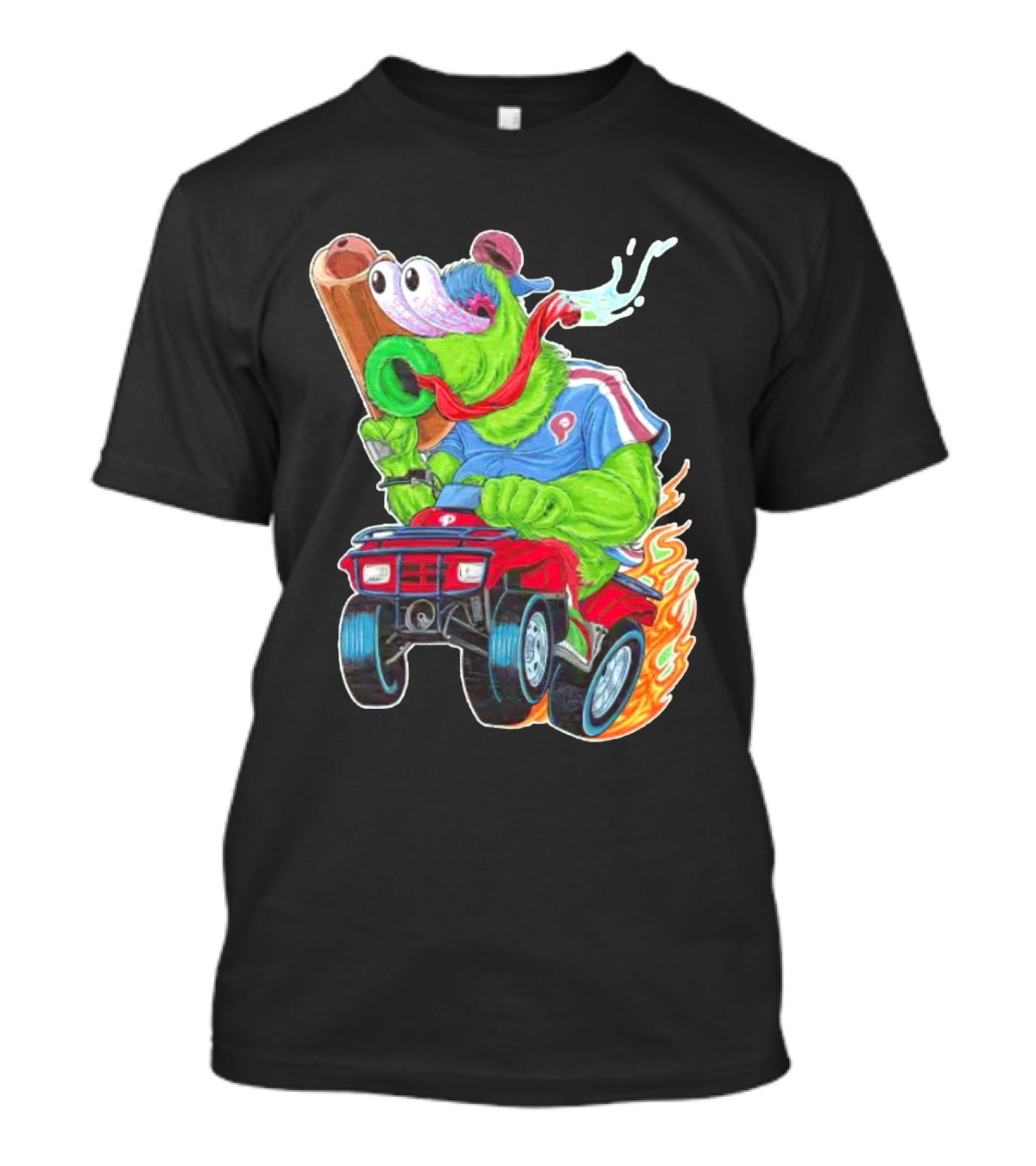 Phillie Phanatic Philadelphia Phillies Pheast Mode Mascot With Cannon Riding ATV T-Shirt