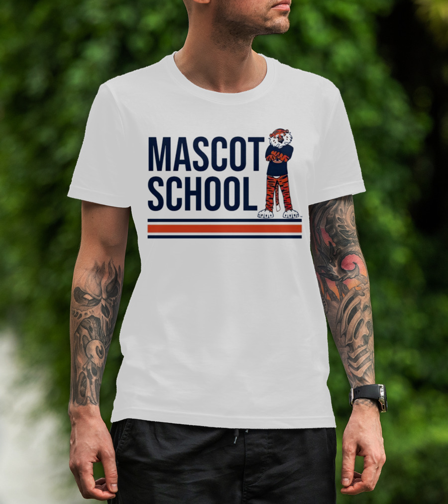 Auburn Tigers Mascot School Tiger Stripes Navy And Orange T-Shirt