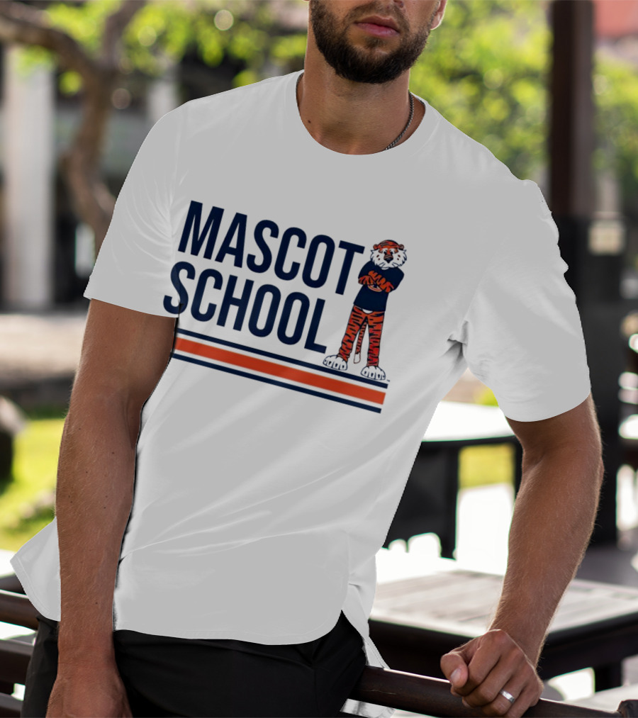 Auburn Tigers Mascot School Tiger Stripes Navy And Orange T-Shirt