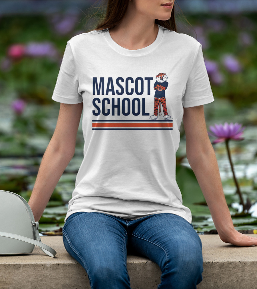 Auburn Tigers Mascot School Tiger Stripes Navy And Orange T-Shirt