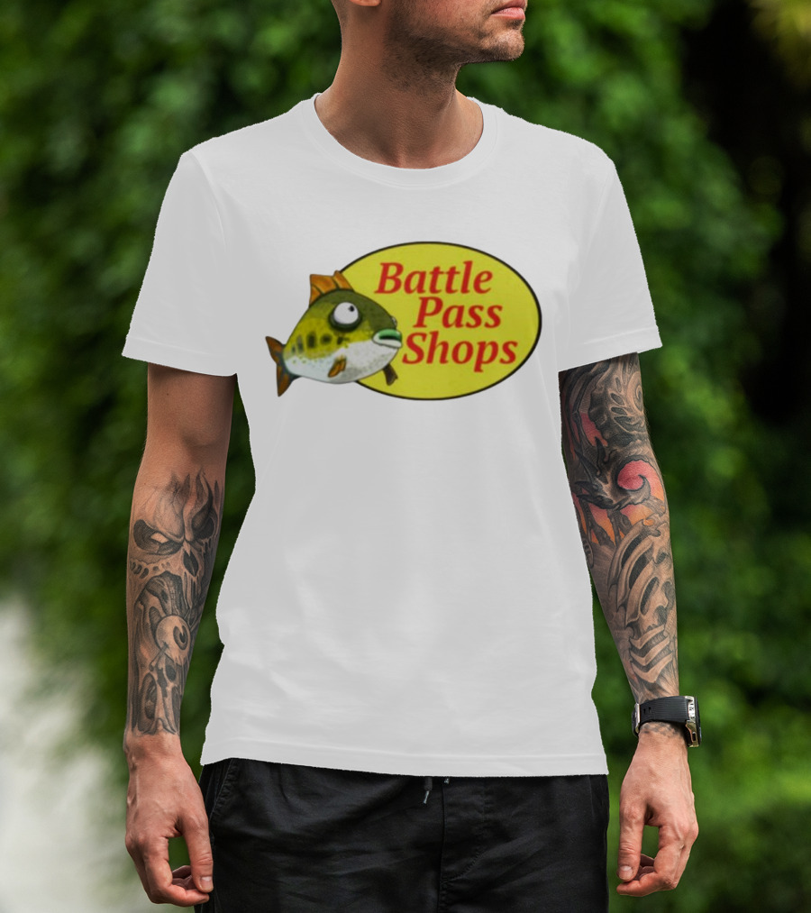 Battle Pass Shops Fish Logo Retro Inspired T-Shirt