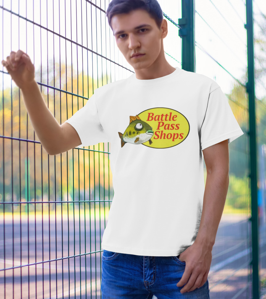 Battle Pass Shops Fish Logo Retro Inspired T-Shirt