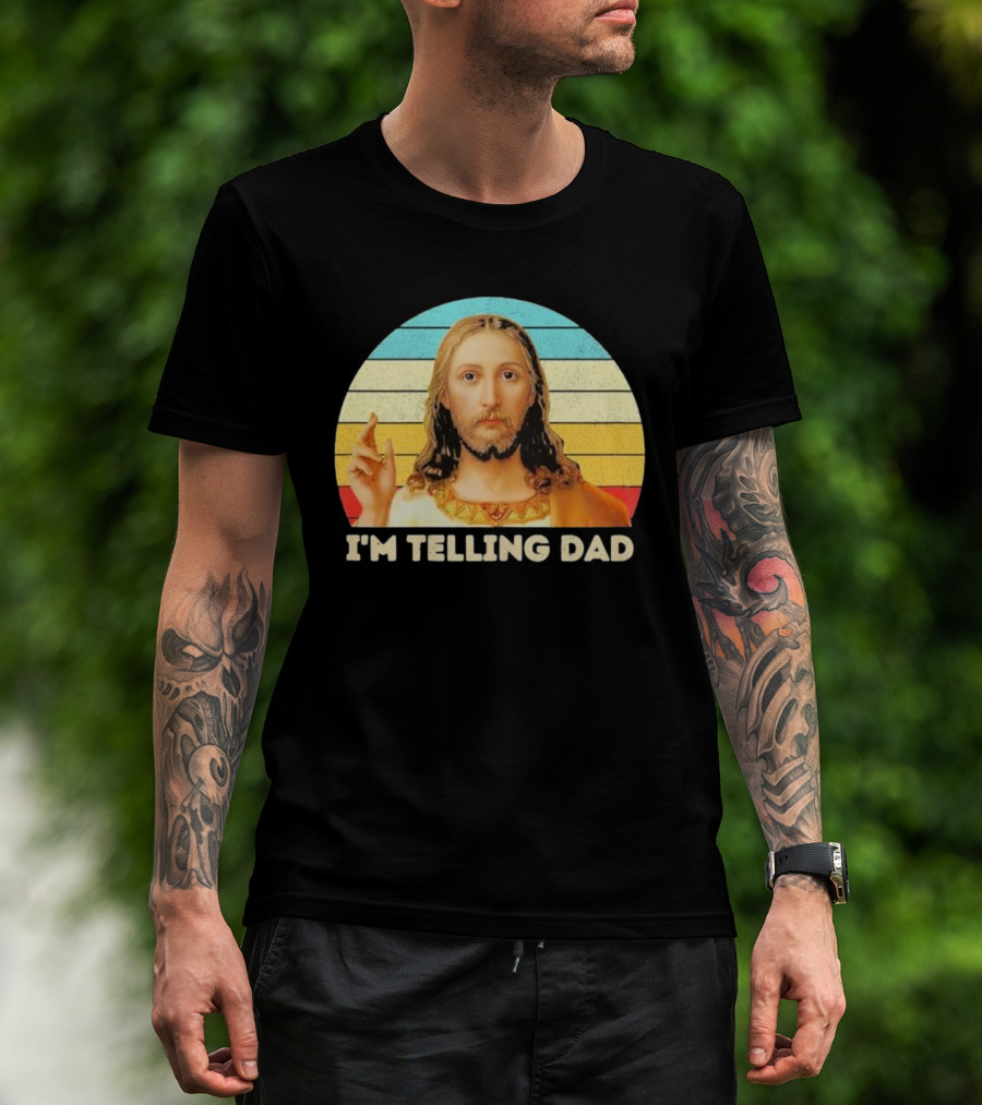 Christian Jesus I'm Telling Dad Retro T-Shirt
