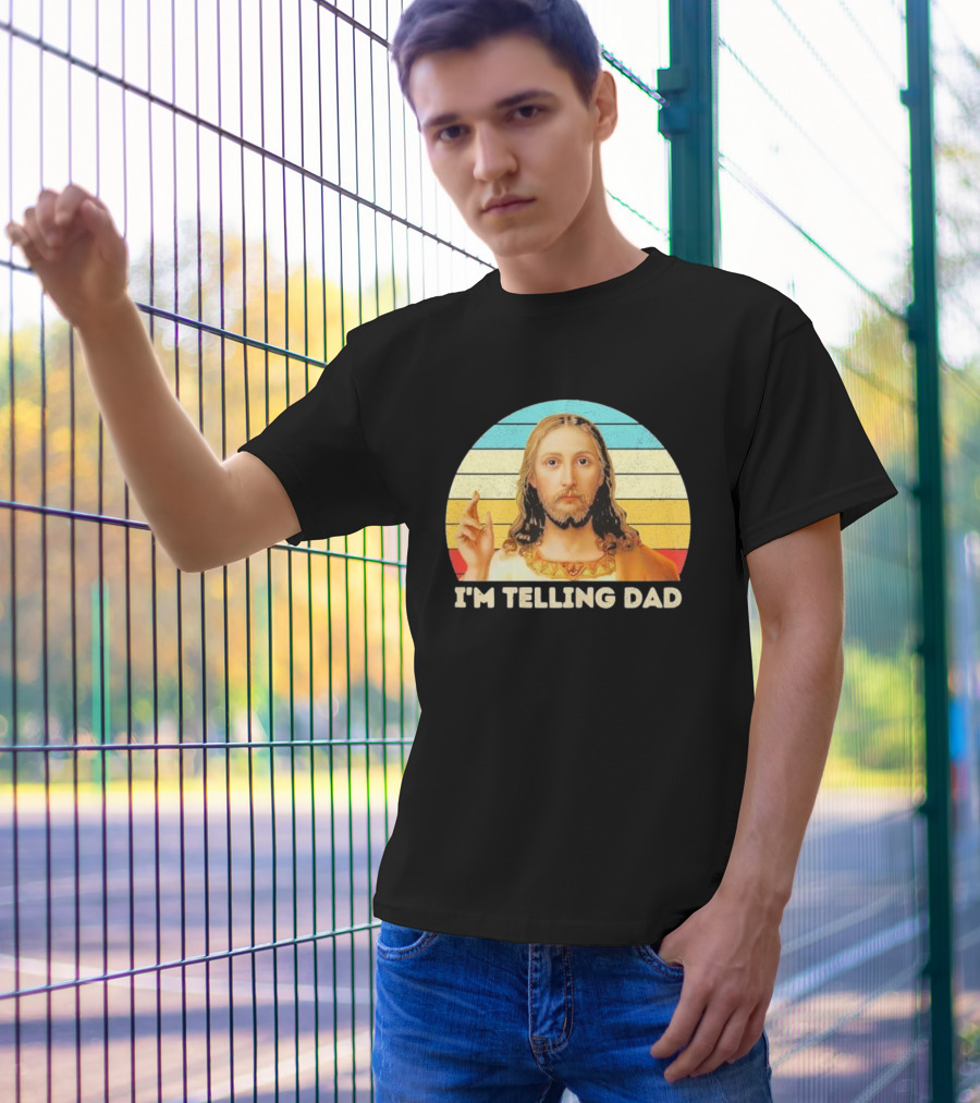Christian Jesus I'm Telling Dad Retro T-Shirt