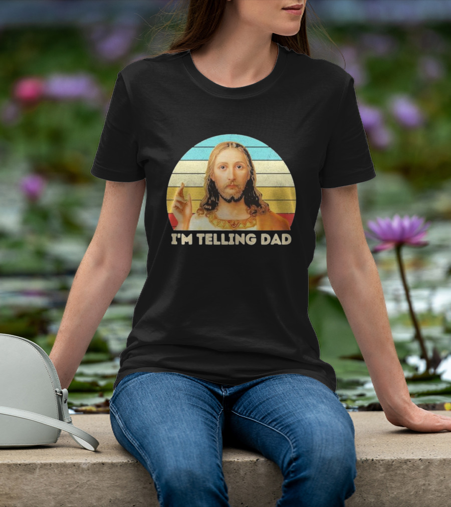 Christian Jesus I'm Telling Dad Retro T-Shirt