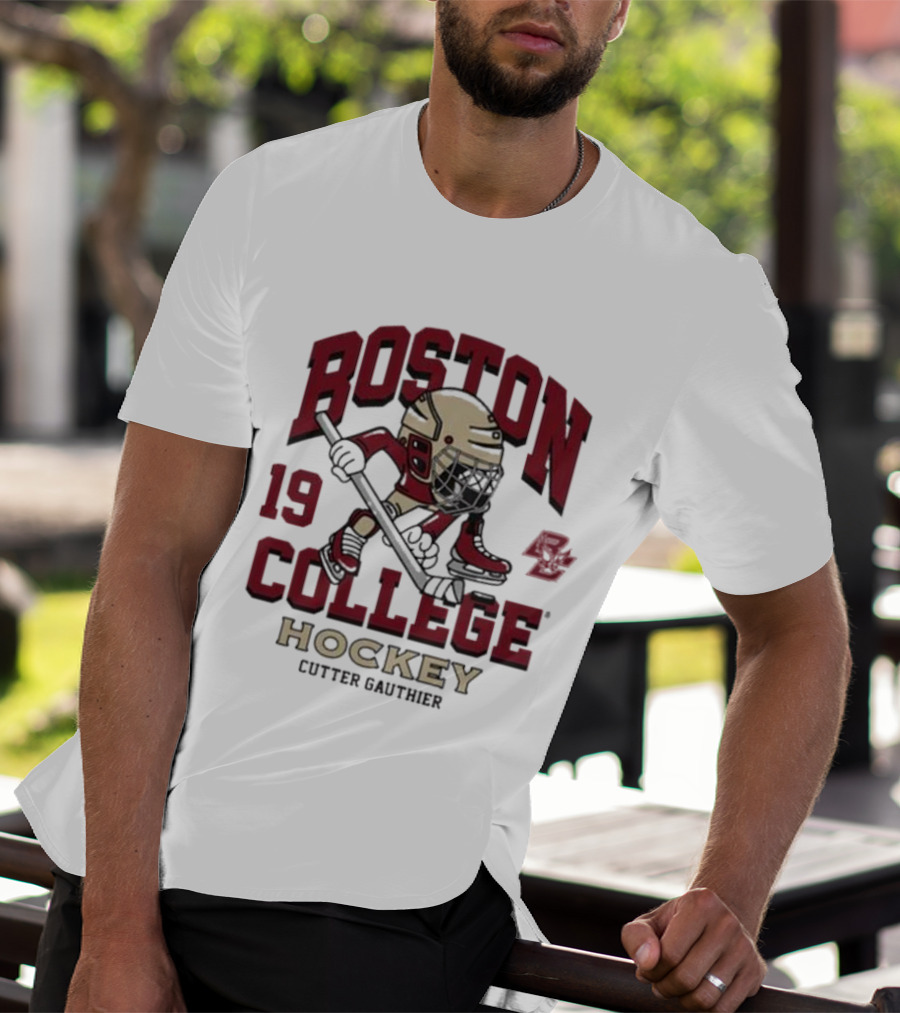 Boston College Eagles Hockey 19 Cutter Gauthier T-Shirt