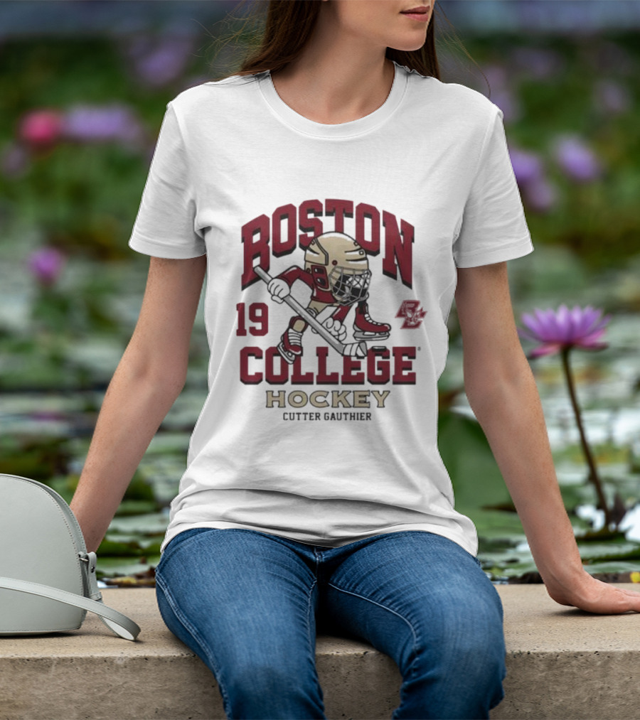 Boston College Eagles Hockey 19 Cutter Gauthier T-Shirt
