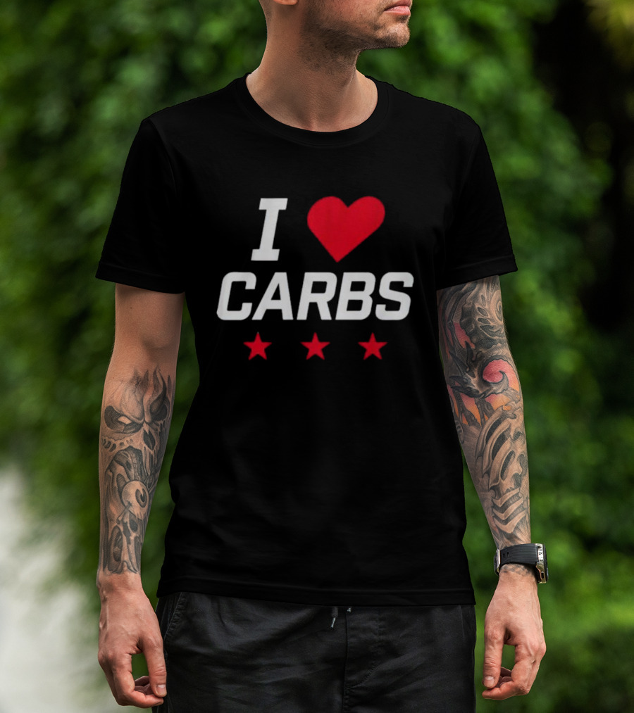 I Love Carbs Washington Capitals Fan Shirt With Red Heart And Three Stars T-Shirt