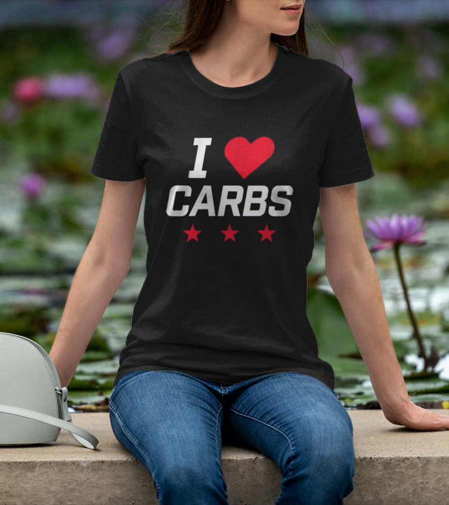 I Love Carbs Washington Capitals Fan Shirt With Red Heart And Three Stars T-Shirt