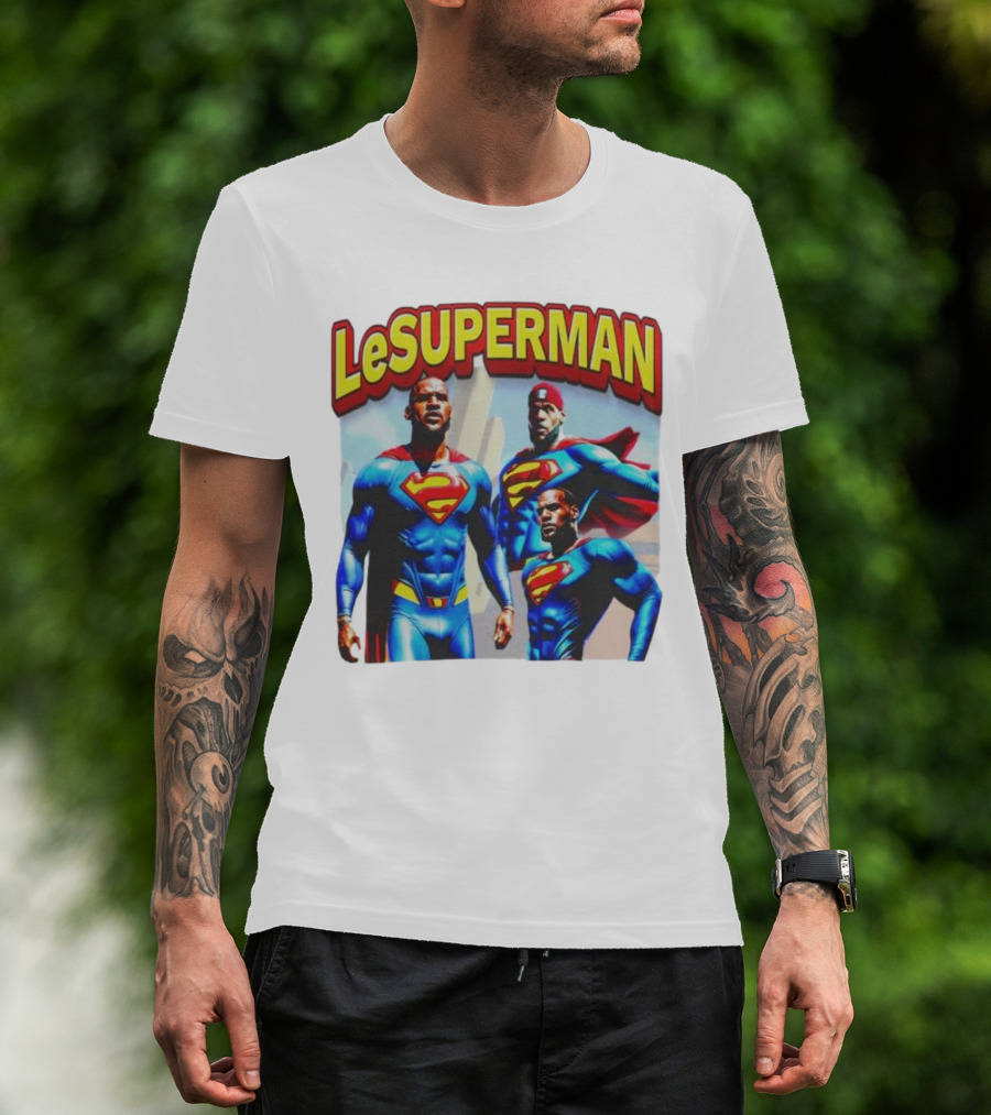 LeSuperman Lebron James Superman Trio Heroic Pose T-Shirt