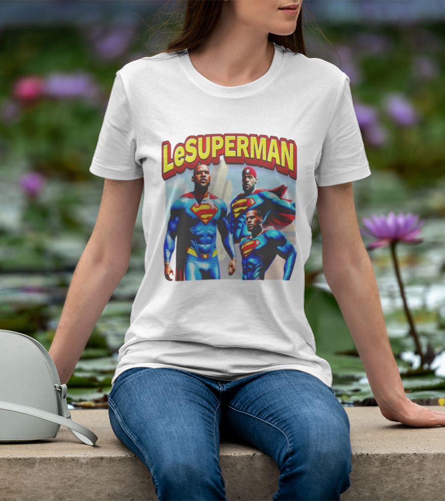 LeSuperman Lebron James Superman Trio Heroic Pose T-Shirt