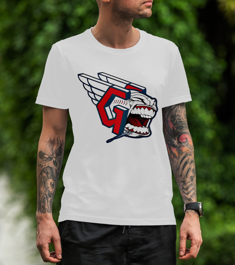 Cleveland Guardians Wings Logo With Fierce Expression T-Shirt