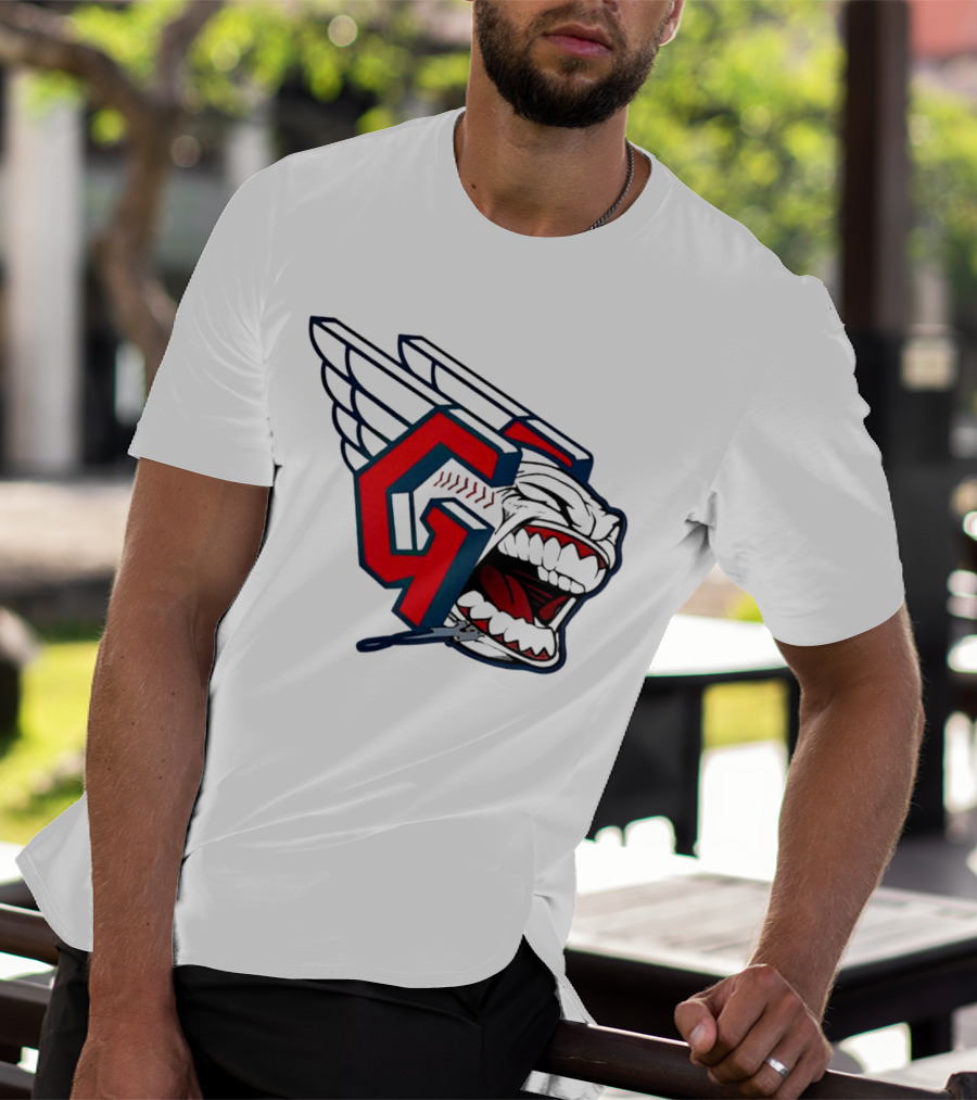 Cleveland Guardians Wings Logo With Fierce Expression T-Shirt