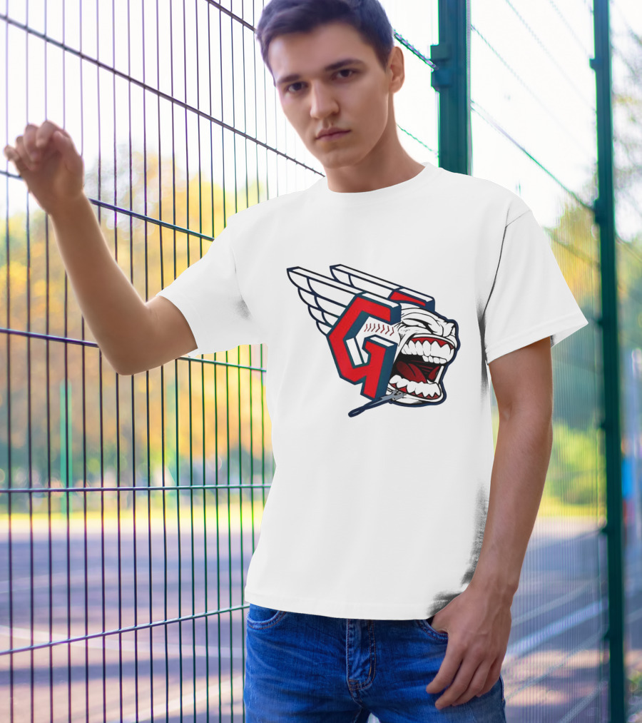 Cleveland Guardians Wings Logo With Fierce Expression T-Shirt