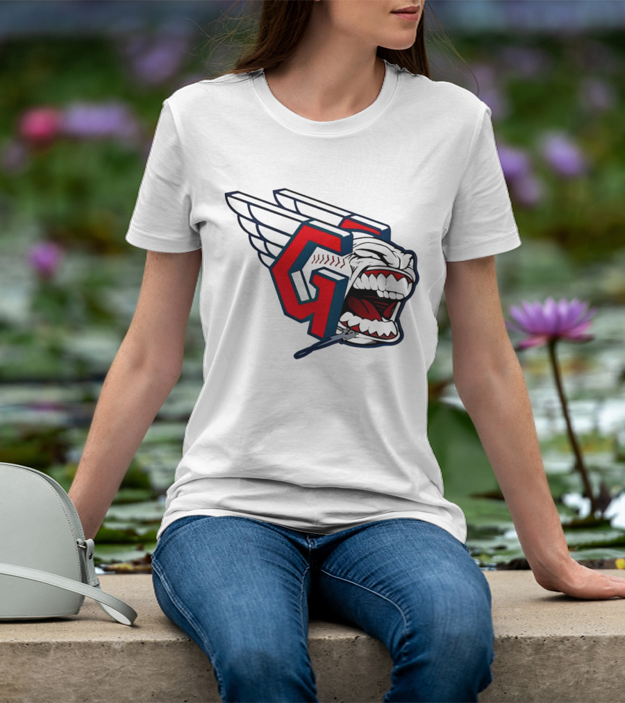 Cleveland Guardians Wings Logo With Fierce Expression T-Shirt